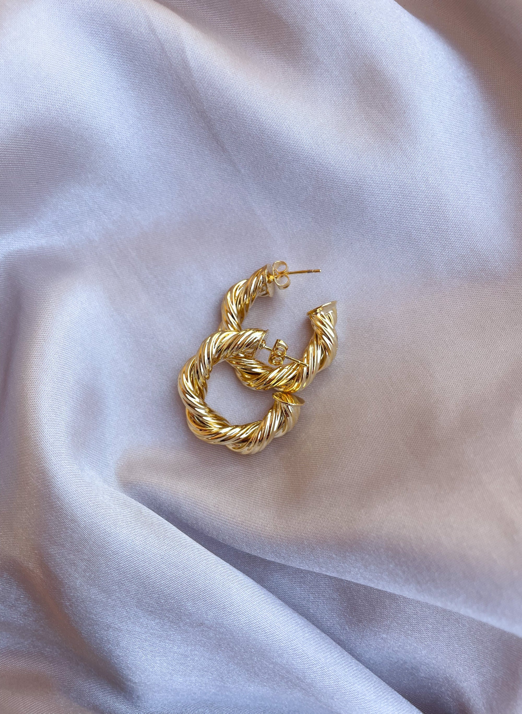 Vintage Inspired Gold Hoop Earrings